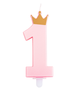 Candela 1° Compleanno Rosa con Corona, Givitalia .
